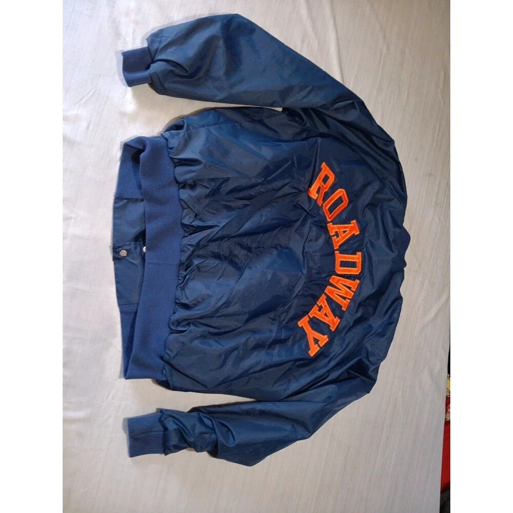 Vintage 80s Artex Roadway Valdosta Ga Satin Bomber Jacket Size Large Blue USA